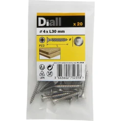 Vis à bois en acier inoxydable A4 pozidriv 4x30 mm - 20 pièces