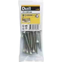 Vis à bois en acier inoxydable A2 pozidriv 6x60 mm - 20 pièces