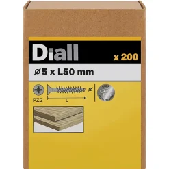 Vis à bois en acier inoxydable A2 pozidriv 5x50 mm - 200 pièces