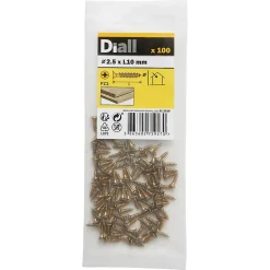 Vis à bois pozidriv tête fraisée zinguée jaune 2.5x10 mm - 100 pièces