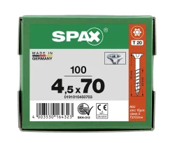 Vis à bois tête fraisée Spax Wirox torx 4,5 x 70 mm filetage partiel - 100 pièces