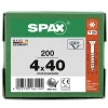 Vis à bois tête fraisée Spax Wirox torx 4 x 40 mm filetage partiel - 200 pièces