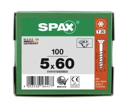 Vis à bois tête fraisée Spax Wirox torx 5 x 60 mm filetage partiel - 100 pièces