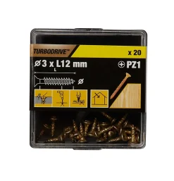 Vis à bois Turbodrive Premium pozidriv zinguée jaune 3x12 mm - 20 pièces