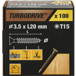 Vis à bois Turbodrive Premium torx zinguée jaune 3.5x20 mm - 100 pièces