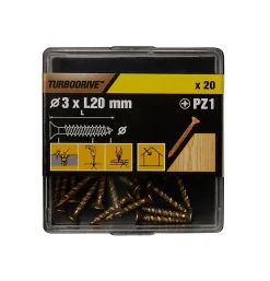 Vis à bois Turbodrive Premium pozidriv zinguée jaune 3x20 mm - 20 pièces