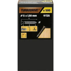 Vis à bois Turbodrive Premium torx zinguée jaune 5x50 mm - 500 pièces