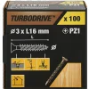 Vis à bois Turbodrive Premium pozidriv zinguée jaune 3x16 mm - 100 pièces