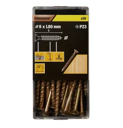 Vis à bois Turbodrive Premium pozidriv zinguée jaune 6x80 mm - 20 pièces