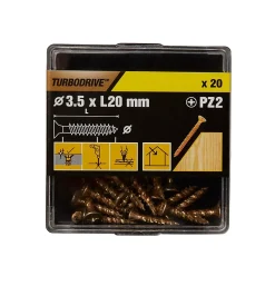 Vis à bois Turbodrive Premium pozidriv zinguée jaune 3.5x20 mm - 20 pièces