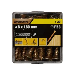 Vis à bois Turbodrive Premium pozidriv zinguée jaune 6x60 mm - 20 pièces