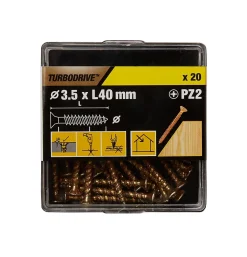 Vis à bois Turbodrive Premium pozidriv zinguée jaune 3.5x40 mm - 20 pièces