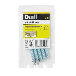 Vis à double filetage (bois/bois) 8x80 zingués mm - 5 pièces