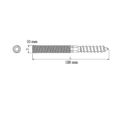 Vis à double filetage (métal/bois) 10x100 zingués mm - 5 pièces