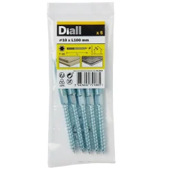Vis à double filetage (métal/bois) 10x100 zingués mm - 5 pièces