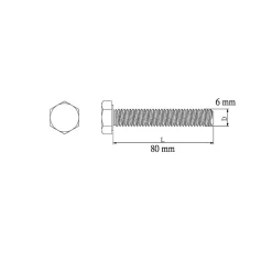 vis à métaux tête héxagonale 6 x 80 mm - Vrac