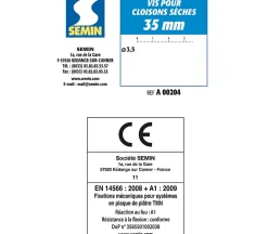 Vis Auto Perceuse 35 mm Semin - Fixation des Plaques de Plâtre sur l'Ossature - Intérieur - Boîte de 1000 Pièces (Lot de 3000)