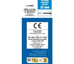 Vis Auto Perceuse 25 mm Semin - Fixation des Plaques de Plâtre sur l'Ossature - Intérieur - Boîte de 1000 Pièces (Lot de 5000)
