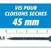 Vis Auto Perceuse 45 mm Semin - Fixation des Plaques de Plâtre sur l'Ossature - Intérieur - Boîte de 1000 Pièces (Lot de 2000)