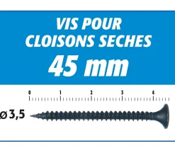 Vis Auto Perceuse 45 mm Semin - Fixation des Plaques de Plâtre sur l'Ossature - Intérieur - Boîte de 1000 Pièces (Lot de 2000)