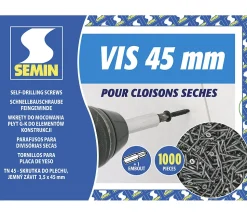 Vis Auto Perceuse 45 mm Semin - Fixation des Plaques de Plâtre sur l'Ossature - Intérieur - Boîte de 1000 Pièces (Lot de 2000)