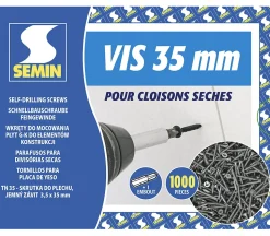 Vis Auto Perceuse 35 mm Semin - Fixation des Plaques de Plâtre sur l'Ossature - Intérieur - Boîte de 1000 Pièces (Lot de 2000)