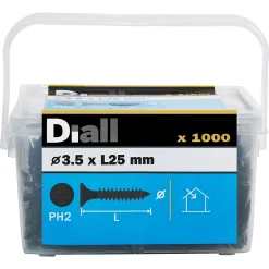 Vis autoperceuses pour plaque de plâtre, noir mat, 3,5x25 mm - 1000 pièces