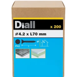 Vis autoperceuses pour plaque de plâtre, noir mat, 4,2x70 mm - 200 pièces