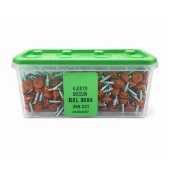 Vis autoperceuses toiture ESSVE EPDM pour bois TX25 RAL 8004 Brun cuivré 4,8 x 20 mm 250 pièces