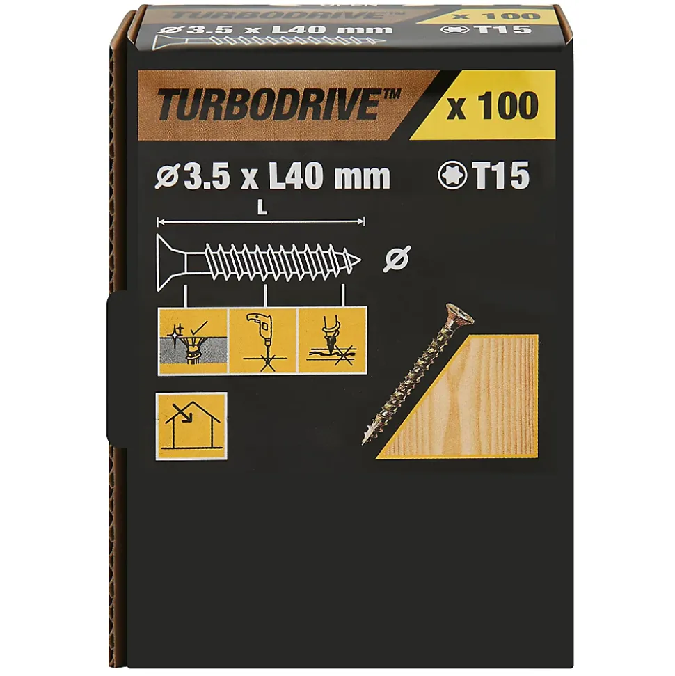 Vis bois TX Turbodrive Premium 3.5x40 - 100 pièces