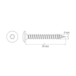 Vis de charnière zinguée noire 6x30 mm - 20 pièces