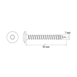 Vis de charnière zinguée noire 7x50 mm - 20 pièces