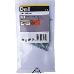 Vis de châssis PVC zinguée avec tête peinte en blanc, 6x70 mm - 6 pièces