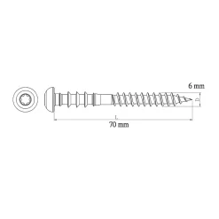 Vis de châssis PVC zinguée avec tête peinte en blanc, 6x70 mm - 6 pièces