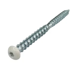 Vis de châssis PVC zinguée avec tête peinte en blanc, 6x70 mm - 6 pièces