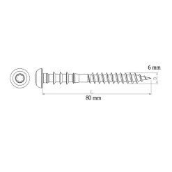Vis de châssis PVC zinguée avec tête peinte en blanc, 6x80 mm - 6 pièces