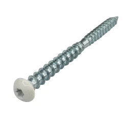 Vis de châssis PVC zinguée avec tête peinte en blanc, 6x80 mm - 6 pièces