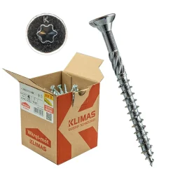 Vis de construction bois Klimas à tête fraisée Torx, zinguées blanches 3 x 35 mm 500 St.