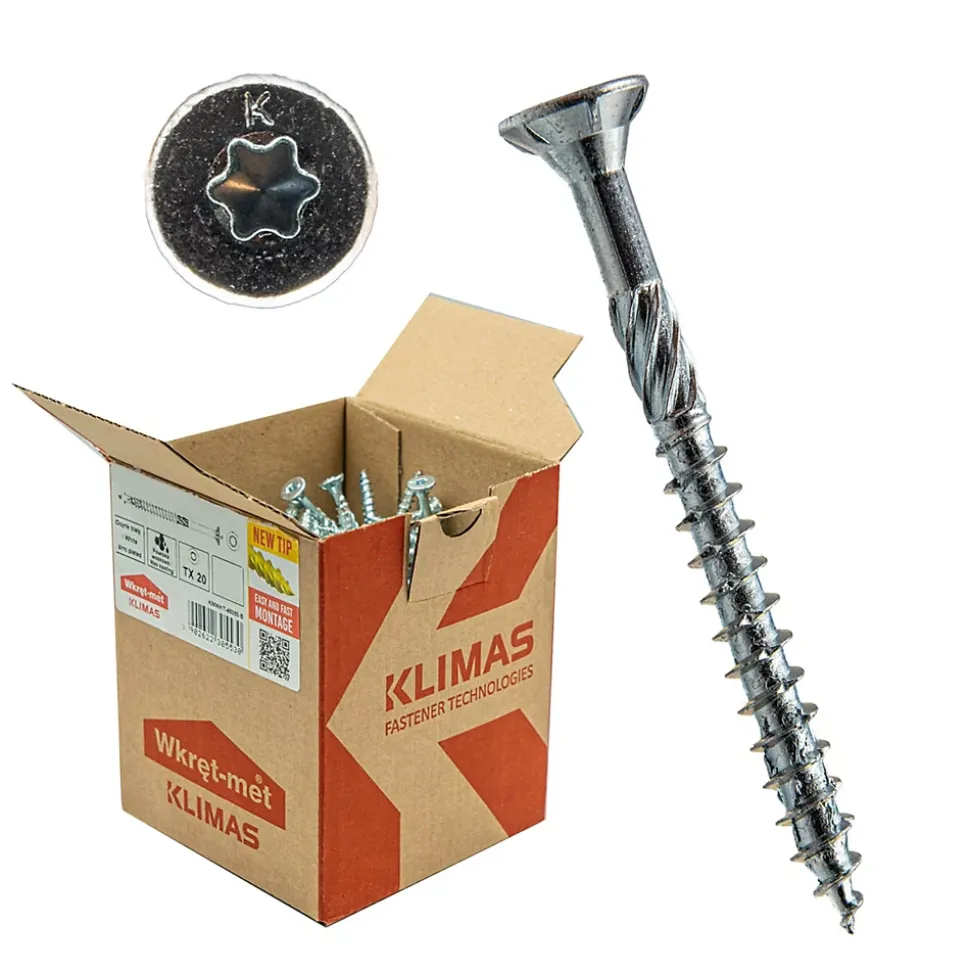Vis de construction bois Klimas à tête fraisée Torx, zinguées blanches 8 x 360 mm 50 pcs