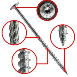 Vis de construction bois Klimas à tête large Torx zinguées blanches 8 x 400 mm 50 pcs