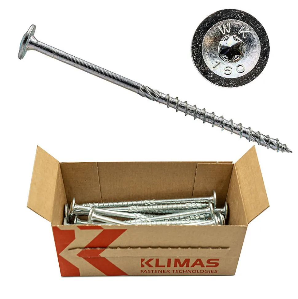 Vis de construction bois Klimas à tête large Torx zinguées blanches 8 x 400 mm 50 pcs