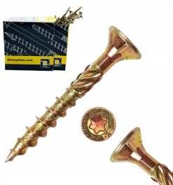 Vis de construction en bois Domax à tête fraisée, zinguée jaune, 3,5 x 30 mm, 200 pcs