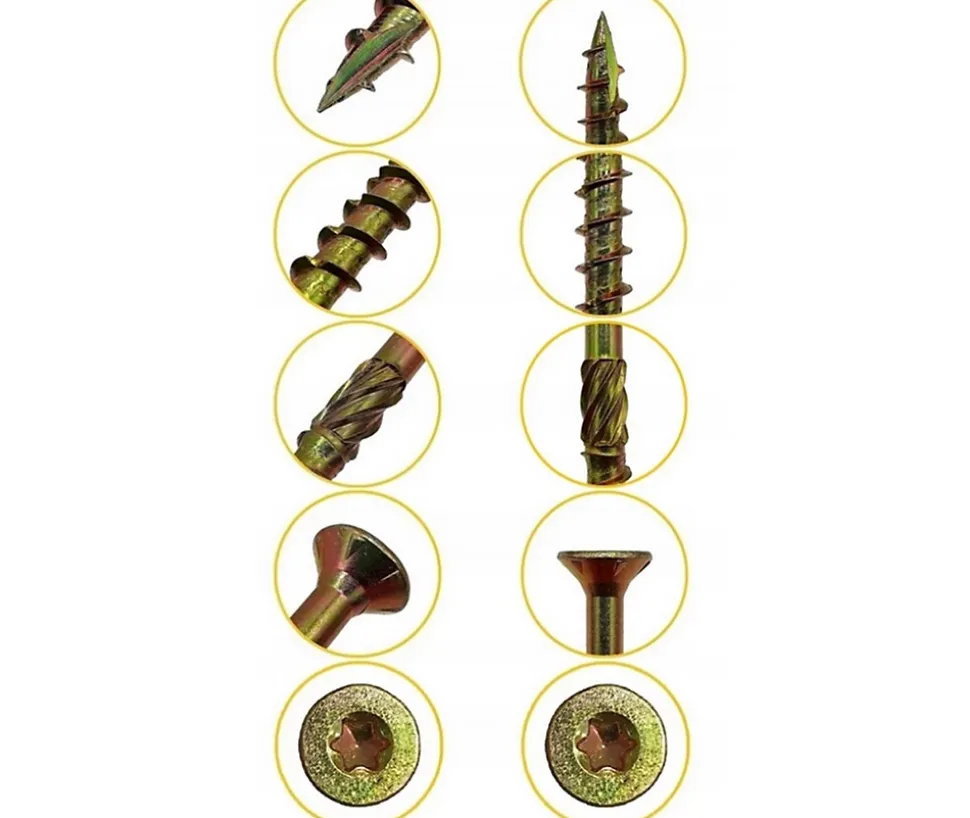 Vis de construction en bois Domax à tête fraisée, zinguée jaune, 4,5 x 60 mm, 200 pcs