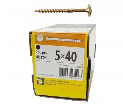 Vis de construction en bois Domax à tête disque, zinguée jaune, 5 x 40 mm 200 pcs