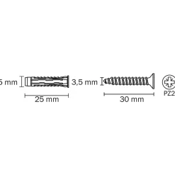 Vis de fixation pour miroir Diall, lot de 4