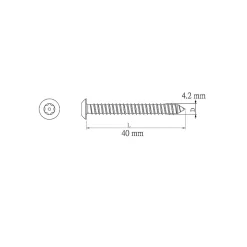 Vis de sécurité en acier inoxydable A2, 4,2x40 mm - 25 pièces