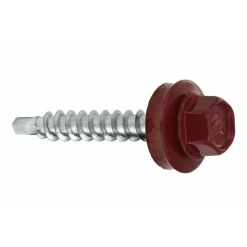Vis de toiture Klimas WFD pour tôle trapézoïdale sur bois RAL 3005 Rouge vin 4,8x25 mm 250 pièces