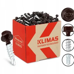 Vis de toiture Klimas WFD pour tôle trapézoïdale sur bois RAL 8017 Brun chocolat 4,8x25 mm 250 pièces