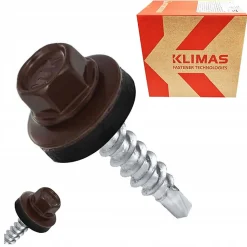 Vis de toiture Klimas WFD pour tôle trapézoïdale sur bois RAL 8017 Brun chocolat 4,8x25 mm 250 pièces