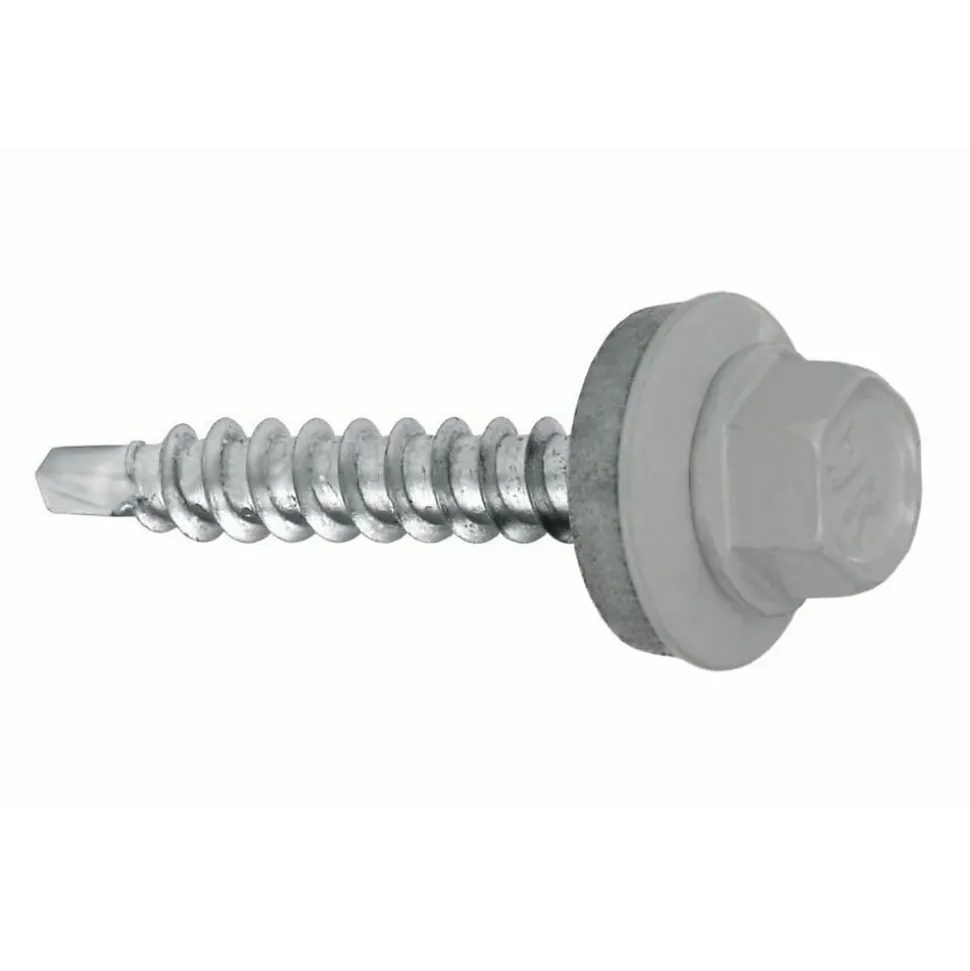 Vis de toiture Klimas WFD pour tôle trapézoïdale sur bois RAL 9006 Aluminium blanc 4,8x55 mm 200 pcs